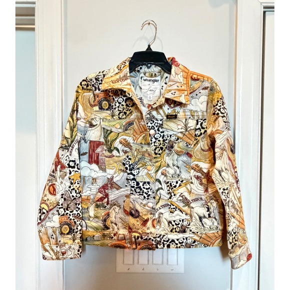 Wrangler Other - Wrangler x Lainey Wilson Girls XL Denim Jacket Hillbilly Hippie Collage Print